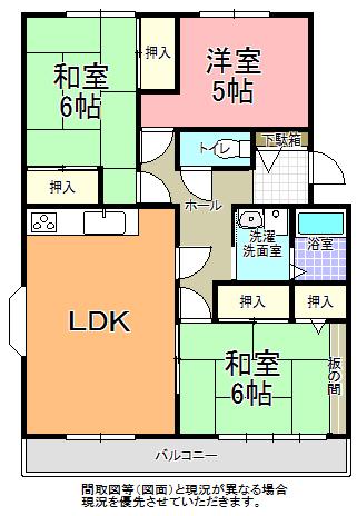 メゾン・小池 C棟(3LDK/2階)の間取り写真