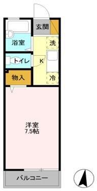 キャッスルI(1K/2階)の間取り写真