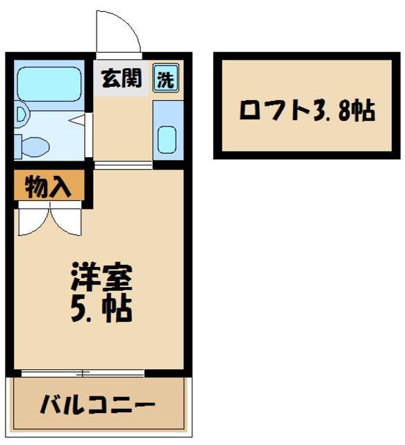 クオーレ(1K/2階)の間取り写真
