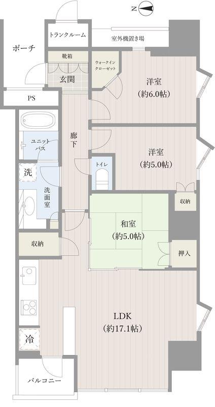 ワールドシティタワーズ アクアタワーA3(3LDK/20階)の間取り写真