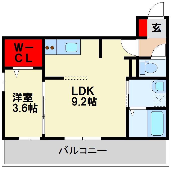  D-ROOM陣原II(1LDK/1階)の間取り写真
