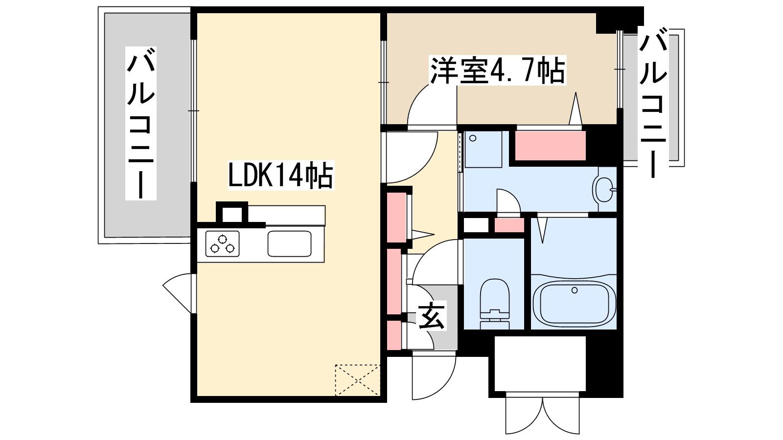 グランティーク下沢通(1LDK/6階)の間取り写真