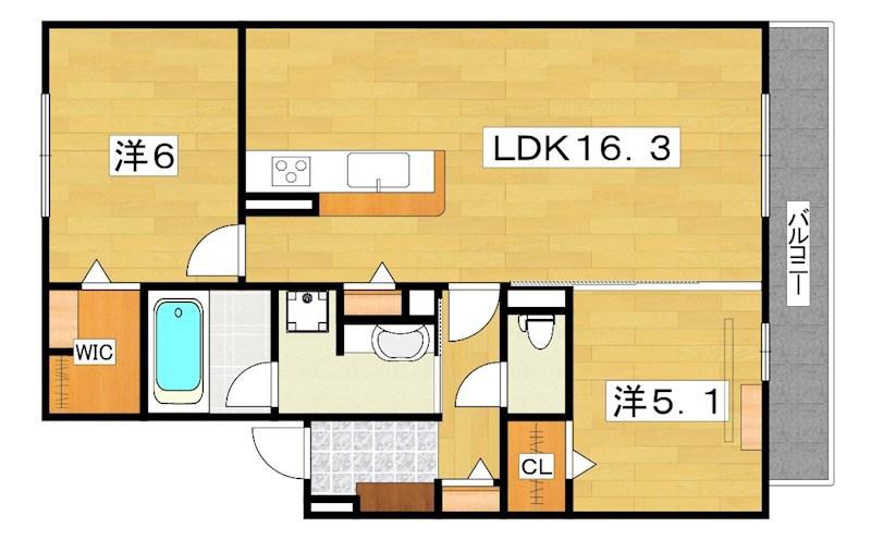 T-RESIDENCE楠葉(2LDK/2階)の間取り写真