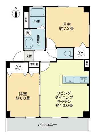 フォブールT・M(2LDK/1階)の間取り写真