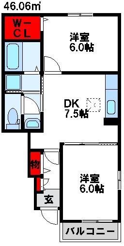 CROWN VILLA III(2DK/1階)の間取り写真