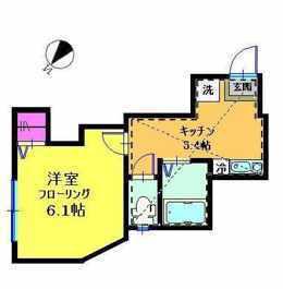 ラプラージュ横浜(1K/1階)の間取り写真