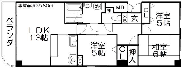 サンプラーサ津田駅前(3LDK/2階)の間取り写真
