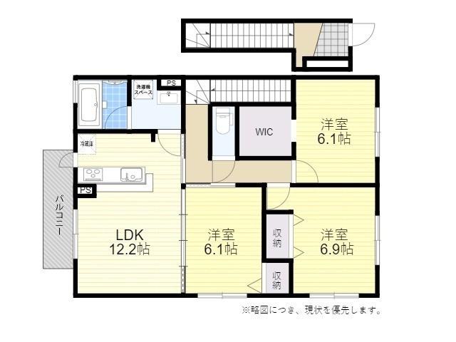 ウィット川崎2 C棟(3LDK/2階)の間取り写真