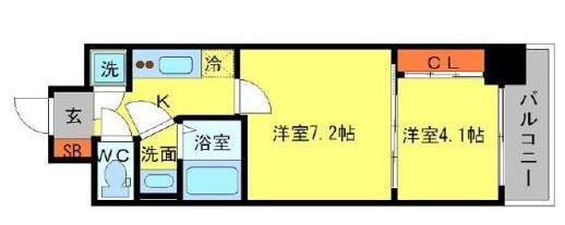 SERENITE本町エコート(1LDK/8階)の間取り写真