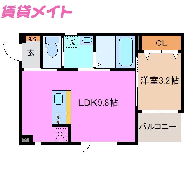 ピリナメイ(1LDK/2階)の間取り写真