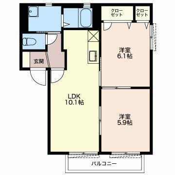 グレイスコートA(2LDK/2階)の間取り写真