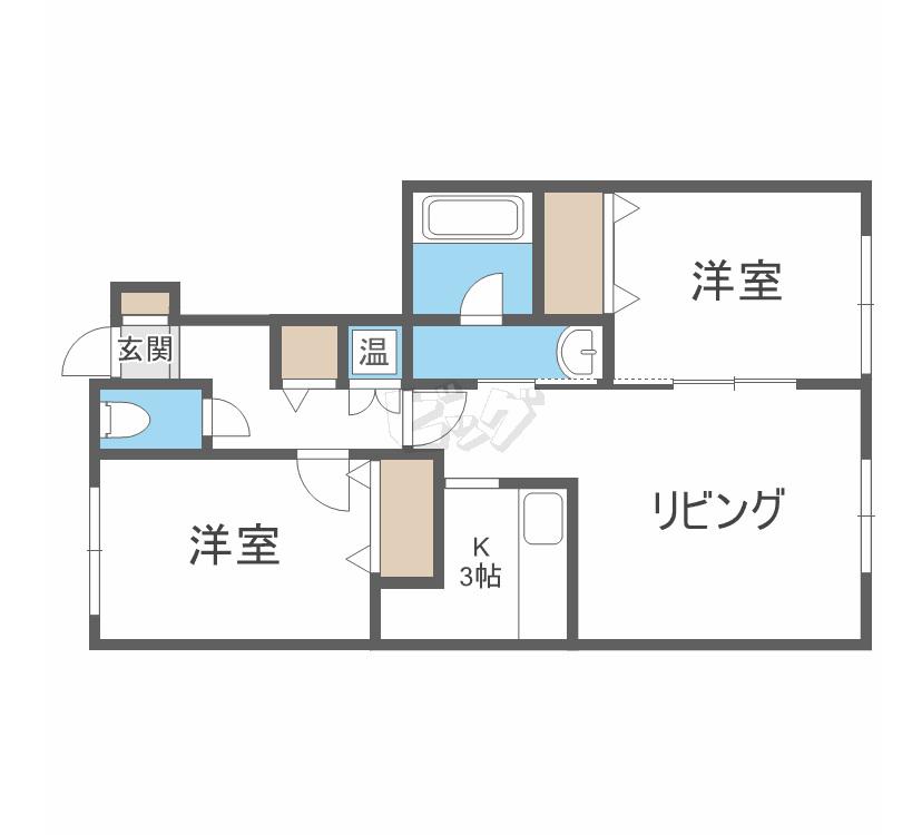 ベルリード西町 A棟(2LDK/1階)の間取り写真