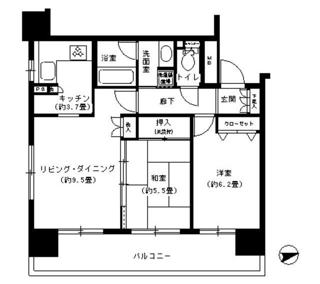 パークキューブ浅草田原町(2LDK/12階)の間取り写真
