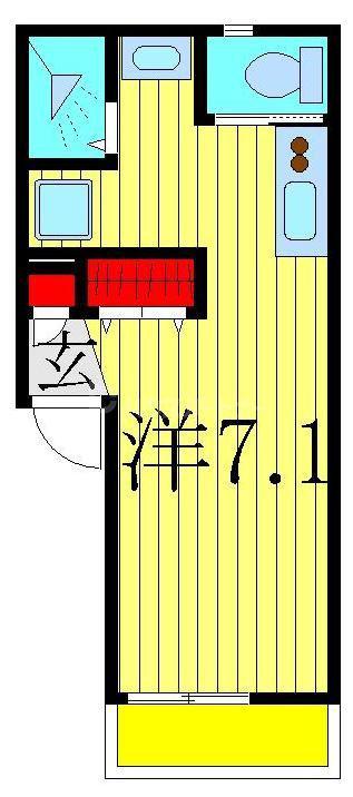 カルチェ南柏(ワンルーム/2階)の間取り写真