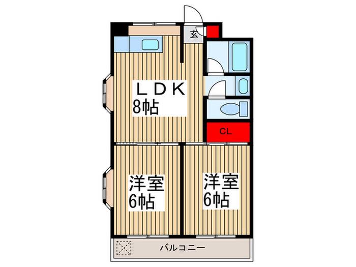 共栄マンション(2LDK/2階)の間取り写真