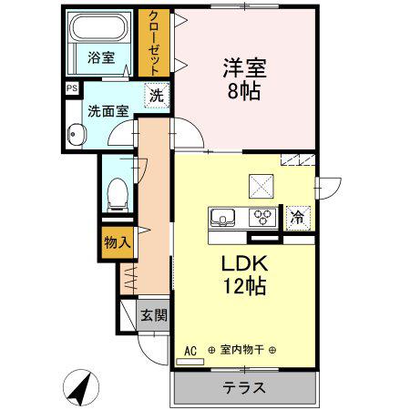 KAFUU RESIDENCE B(1LDK/1階)の間取り写真