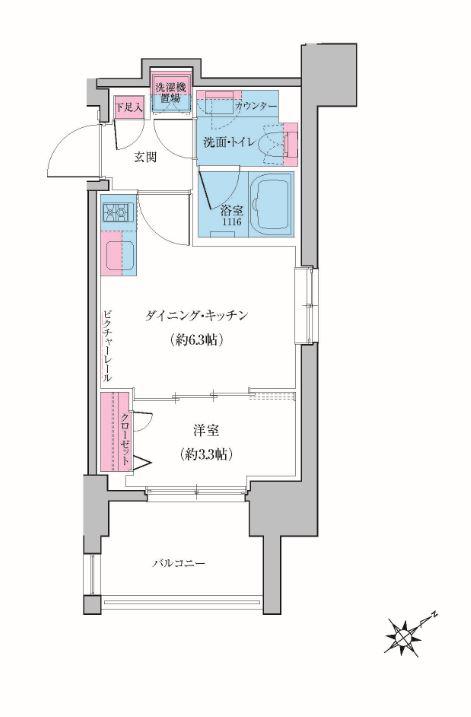 クレヴィアリグゼ雪が谷大塚(1DK/5階)の間取り写真