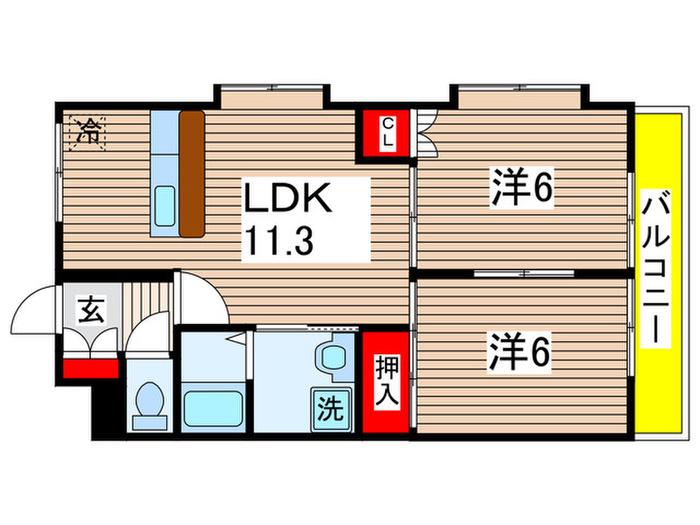 さくら館B棟(2LDK/1階)の間取り写真