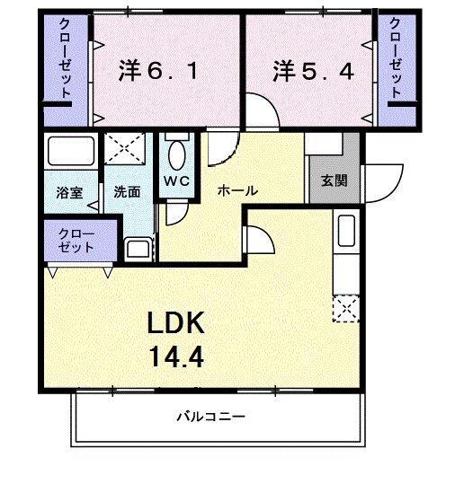 セルカミヤ(2LDK/1階)の間取り写真