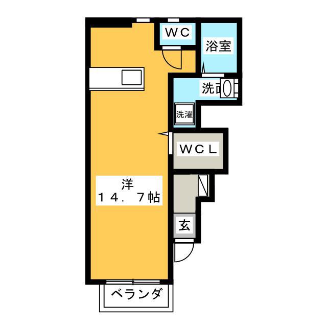 プリムローズ(ワンルーム/1階)の間取り写真