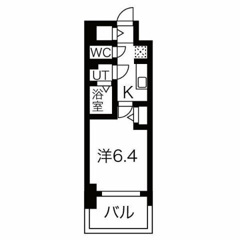 メイクス名駅南II(1K/4階)の間取り写真