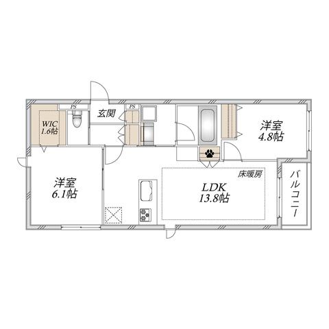 北区本庄西2丁目へーベルメゾン(2LDK/3階)の間取り写真