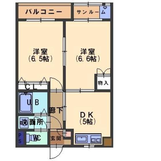 D.プラティーク(2DK/1階)の間取り写真