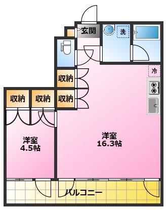 エントピアナカマルコ(1LDK/4階)の間取り写真