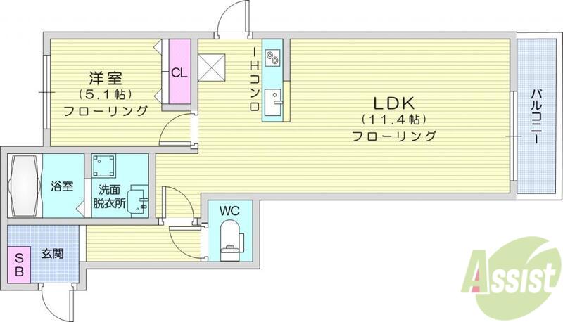 クウォーレトモ米ヶ袋(1LDK/3階)の間取り写真