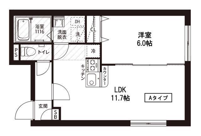 レピュア菊川駅前レジデンス(1LDK/4階)の間取り写真