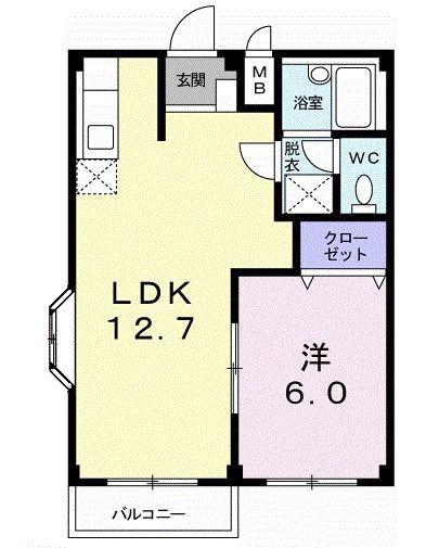 サンティア美輝A(1LDK/1階)の間取り写真