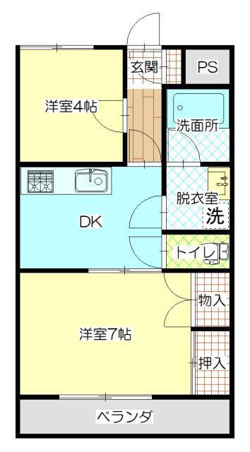 ハイツ森川2(2DK/2階)の間取り写真