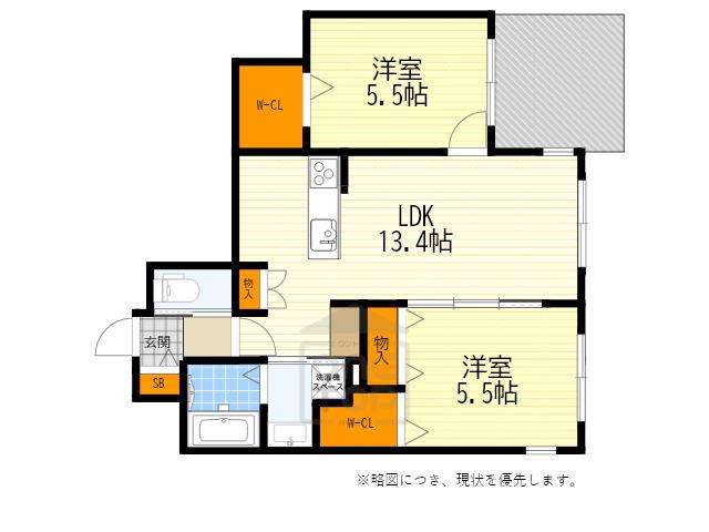 SKYコート千里Ⅱ(2LDK/1階)の間取り写真