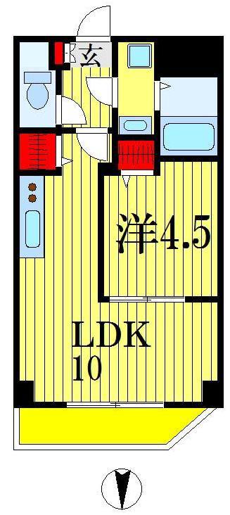 AQUAS WILL千葉(1LDK/4階)の間取り写真