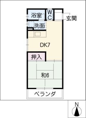 今井コーポ(1DK/1階)の間取り写真