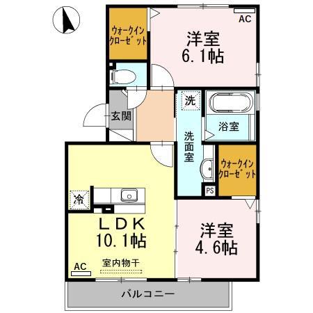 ヴェルブィル(2LDK/3階)の間取り写真