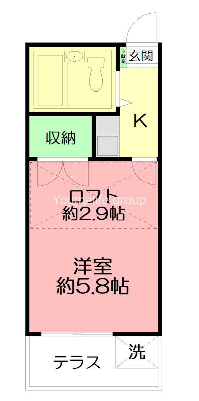 アーク鴨宮(1K/2階)の間取り写真