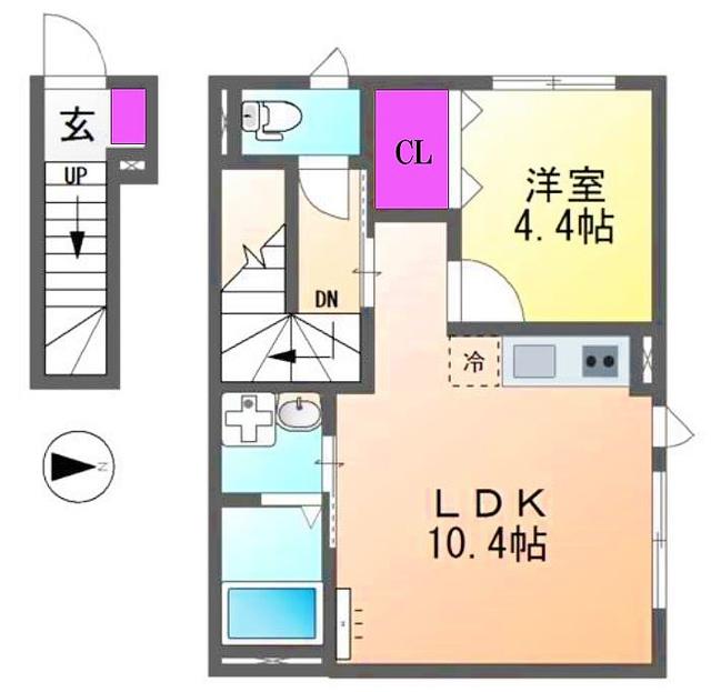 京王線 調布駅 徒歩14分 2階建 築1年(1LDK/2階)の間取り写真
