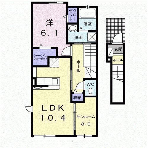 フィオーレ 櫻(1LDK/2階)の間取り写真