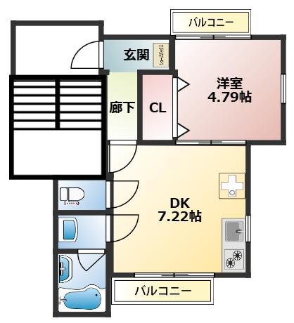メゾンココ(1DK/3階)の間取り写真