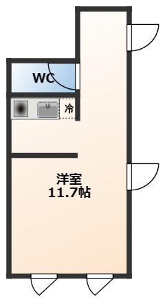 フルール・RARA(ワンルーム/1階)の間取り写真