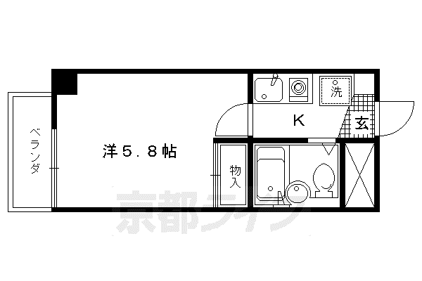 シャローム(1K/3階)の間取り写真