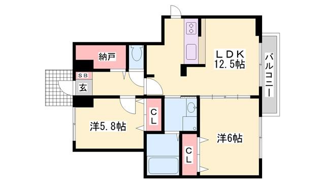 エテルナ(2LDK/1階)の間取り写真