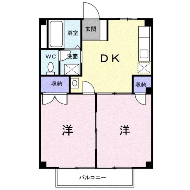 ドミールU(2DK/2階)の間取り写真