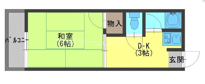 コーポタカハシA棟(1K/1階)の間取り写真