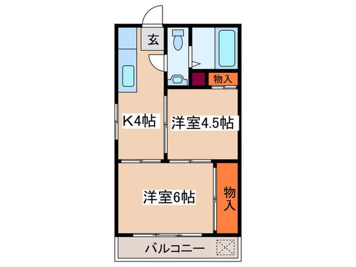 ブルーミア西立川(2K/3階)の間取り写真