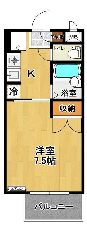 ライオンハイツ(1K/2階)の間取り写真