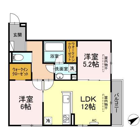 ワイズ古市(2LDK/2階)の間取り写真