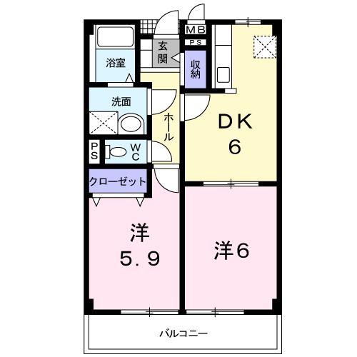 アルカザーレM(2DK/2階)の間取り写真