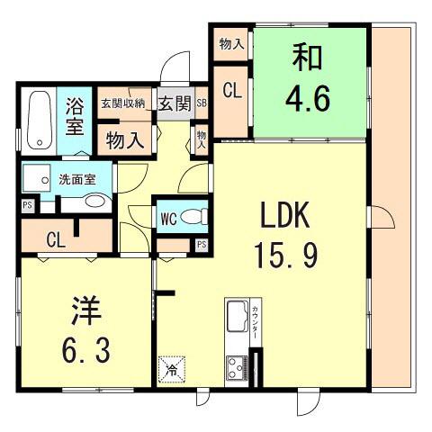 カーサ・イマキタ・ローザ(2LDK/2階)の間取り写真